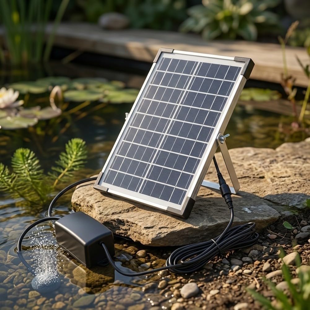 Ossigenatore solare per laghetto 5 W, pompa ad aria con doppie uscite per fontana d'acqua da giardino per stagni Koi