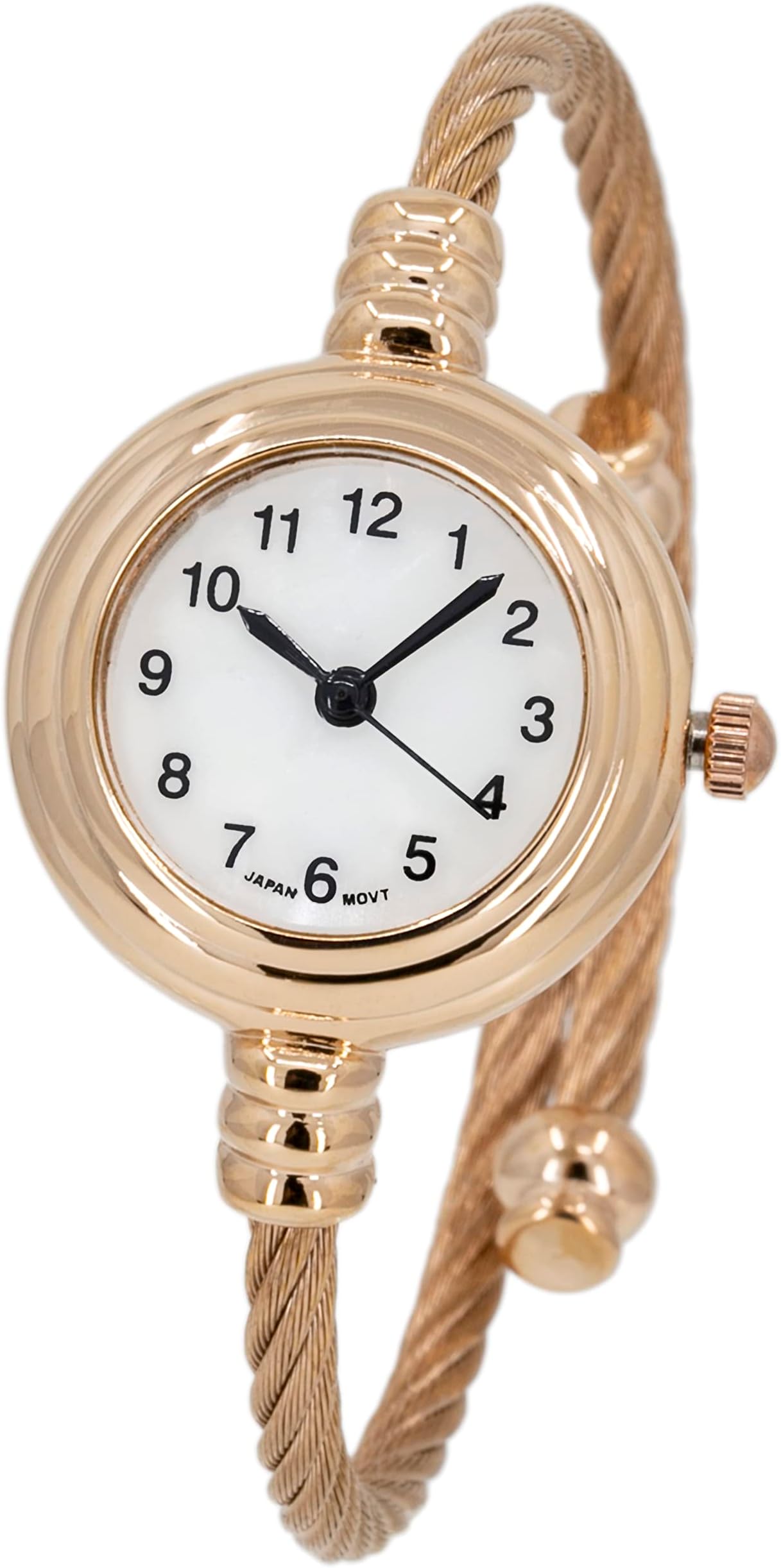 Blekon Collections Women's Cuff Watch - Round Analog Display Arabic Numbers 23mm Case Wire Bracelet Watch for Women Elegant Cable Cuff Bangle Wrist Watch