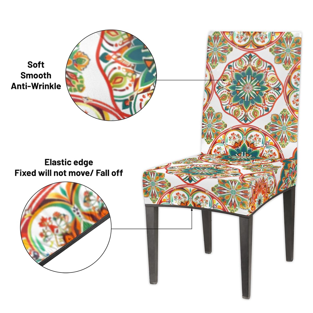 Mexpekil Stuhlhussen für Esszimmerstühle, bunt, geometrisches Mandala, dehnbar, waschbar, für Küche, Hochzeit, Party, Dekoration, 6 Stück