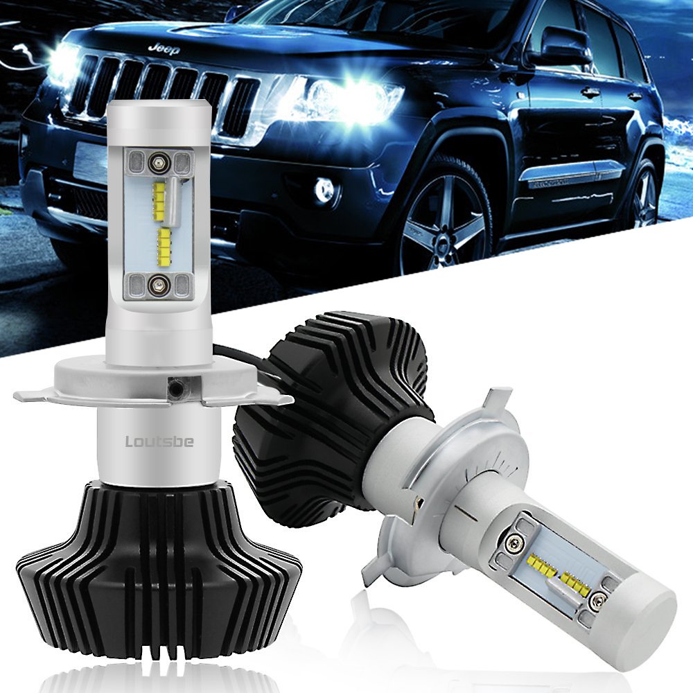 HORLAT H4 LED Headlight Bulbs ,Loutsbe 9003 HB3 12V 8000LM 360‹Beam Angle Built-in Driver Lamp All-in-One Conversion Bulb Kit High Low Beam with Cool White Lights