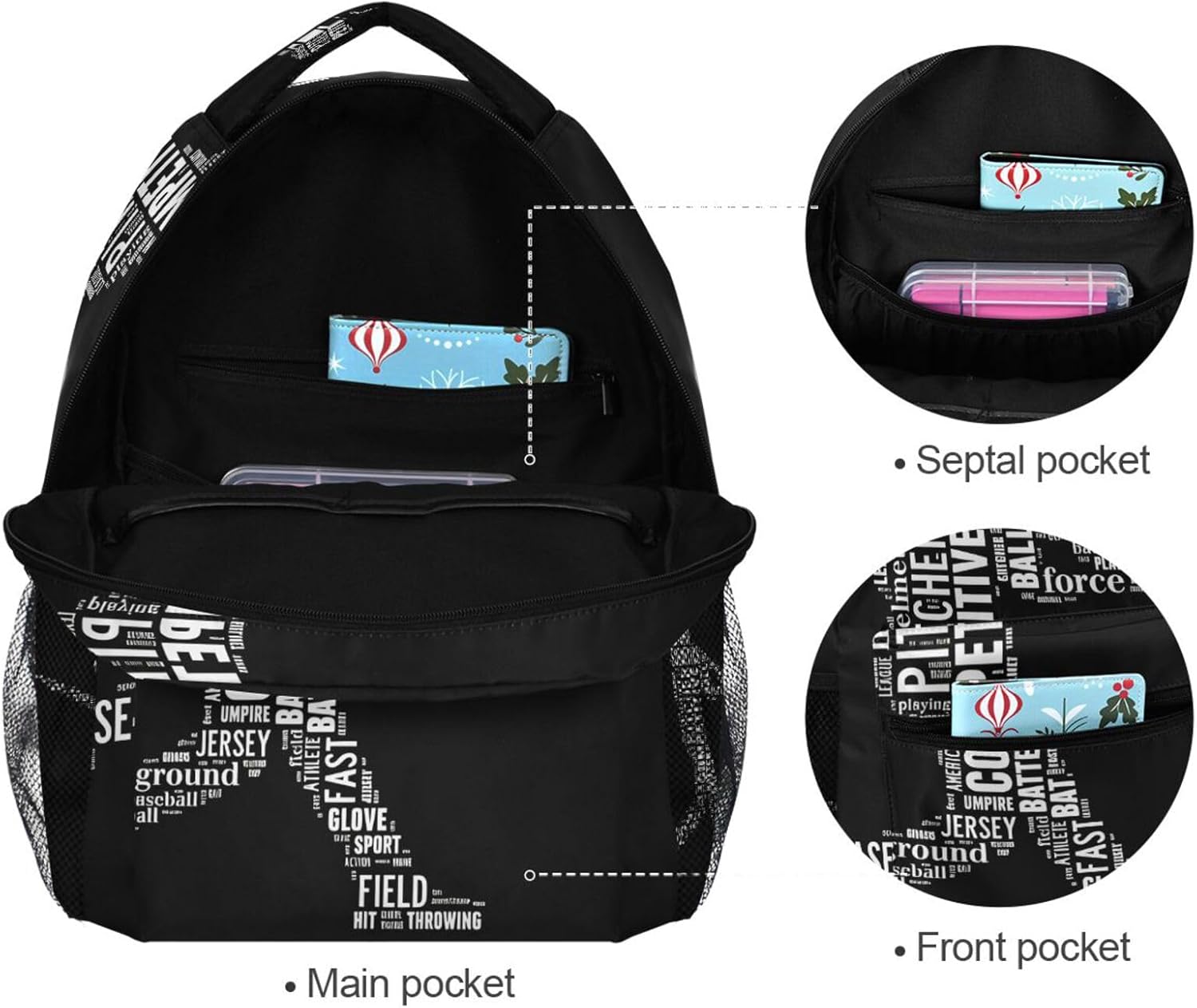 SUABO Baseball Batter Backpack for School Student Laptop iPad Tablet Travel School Bag for Boys Daypack
