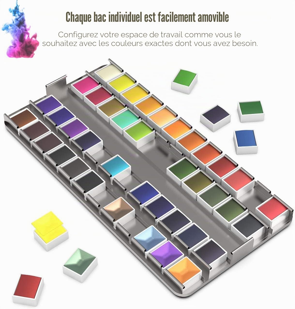 RATEL Ensemble de Peinture à l'Eau Aquarelle 48 Couleurs avec Pinceaux et Papier