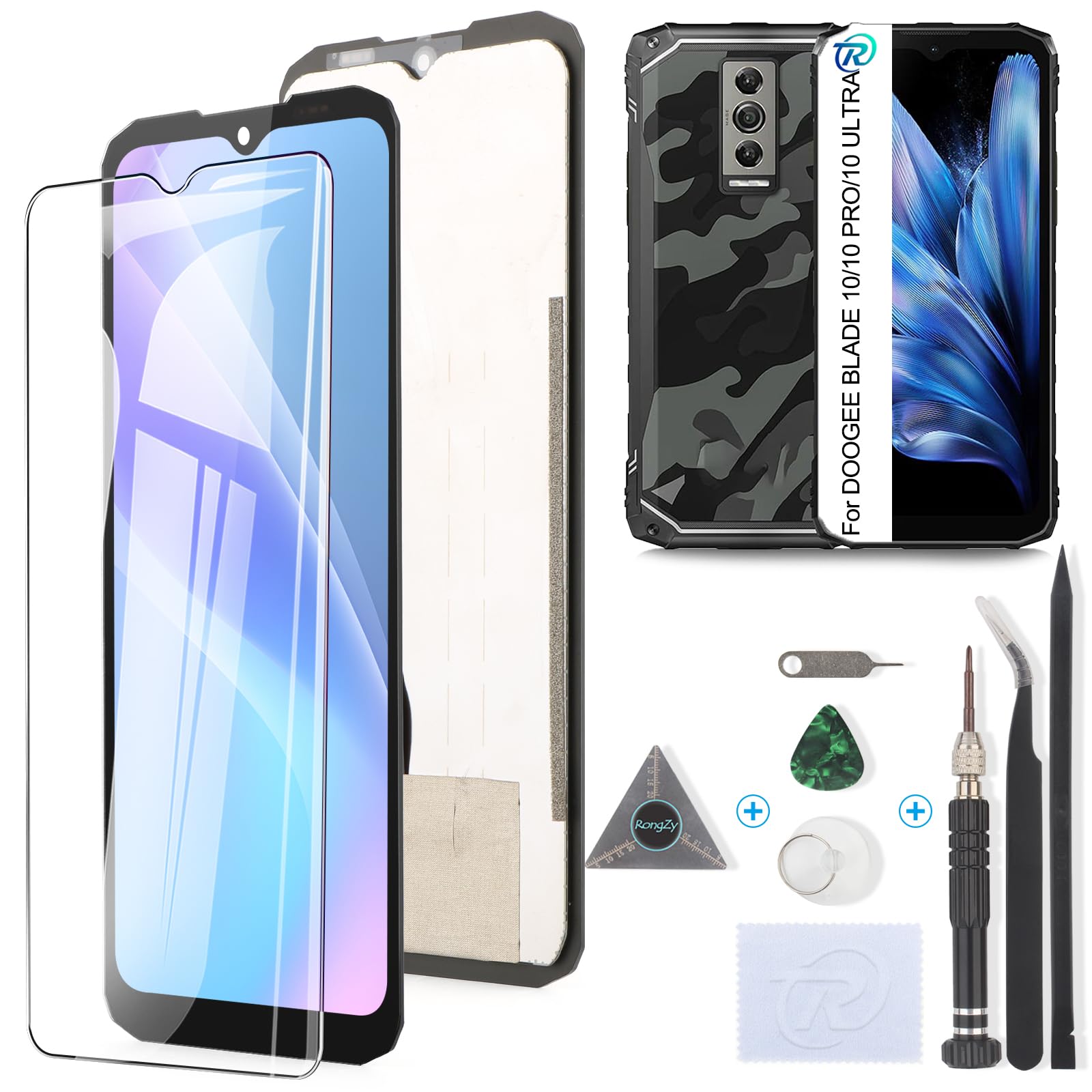 RongZy Schermo LCD per DOOGEE Blade 10/10 PRO Display Sostituzione per DOOGEE Blade 10 Ultra Digitizer Assembly Vetro di Ricambio Touch Screen con Strumenti(Nero
