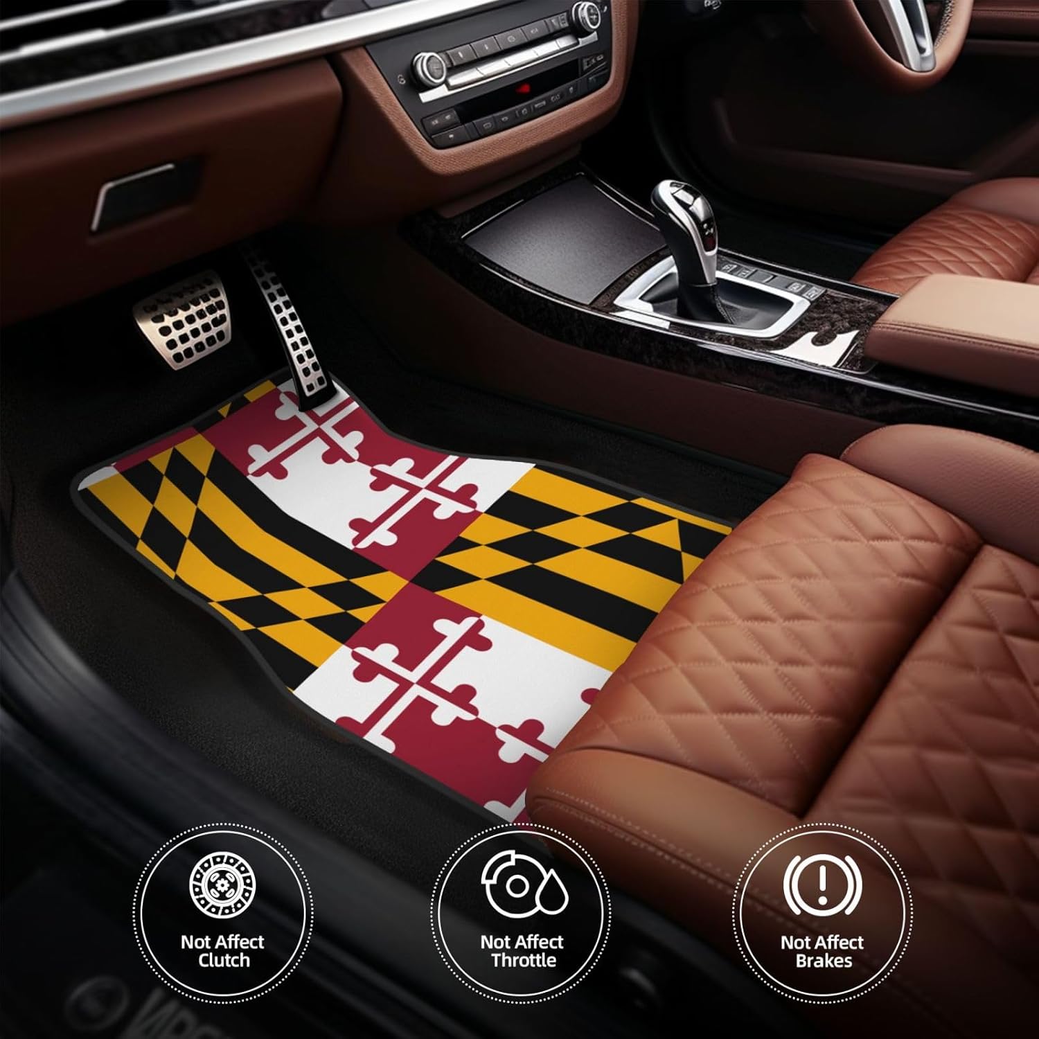 Maryland State Flag Patterned car mats 4-piece set | For cars/SUVs/trucks | Firm fit without displacement