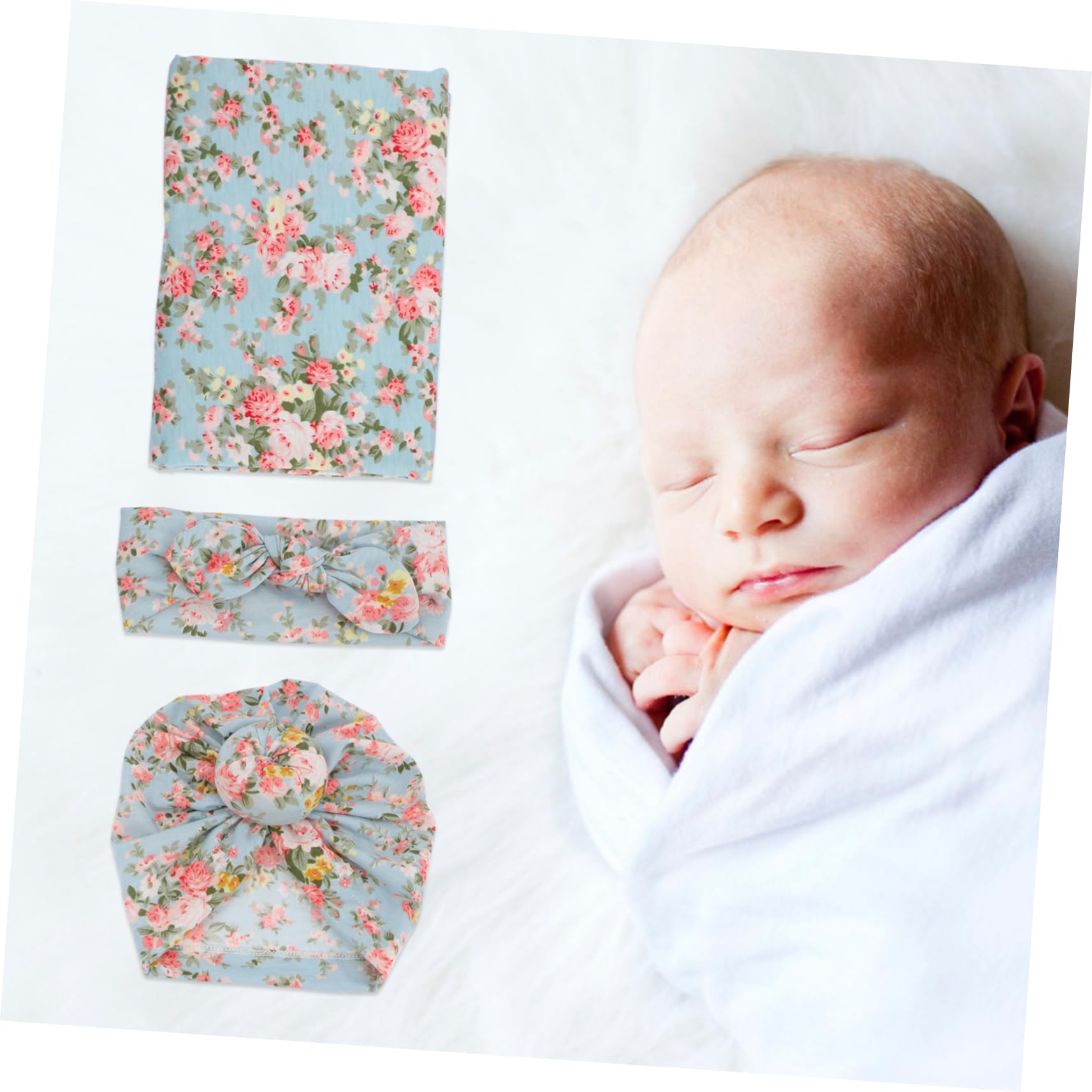 Abaodam 2juegos De Swaddle Diadema De Lazo De Fotografía para Recién Nacidos Ligera y Transpirable para Shower Estampado Floral