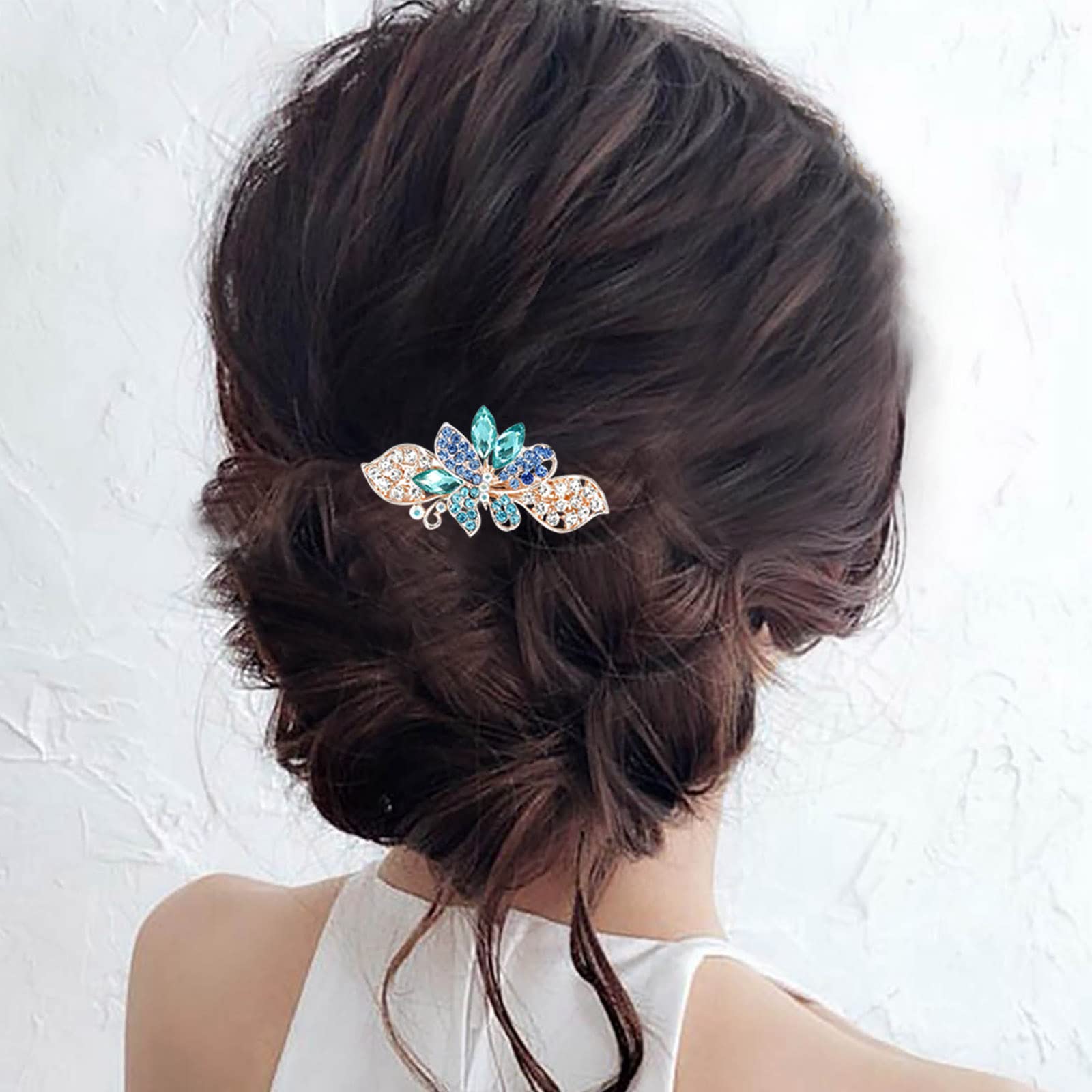 Barrette Cheveux Strass Vintage - Épingle Cristal Argent - Pour Mariage