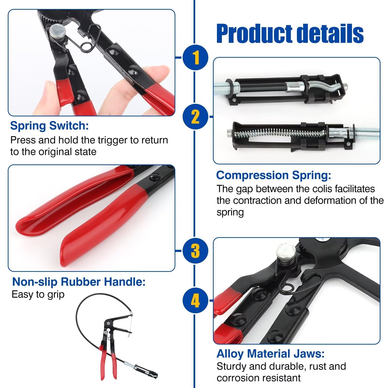 Pinza Per Fascette Stringitubo Auto - Strumento Rimozione Per Tubi Flessibili, Acciaio Carbonio - Foto 14
