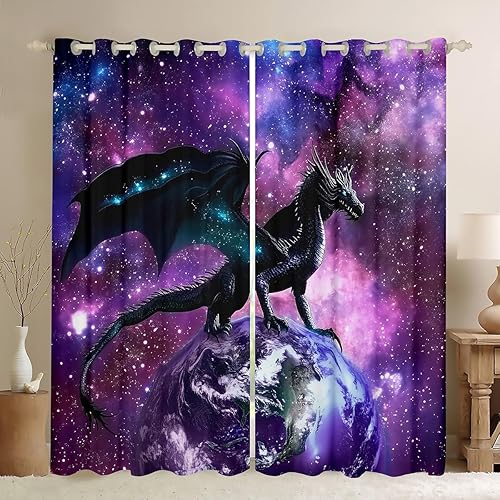 Miniatura 30 de Erosebridal - Cortinas para jugadores estilo gamer, cortinas para ventana con diseño de controlador de juego para niños, adolescentes y jóvenes,