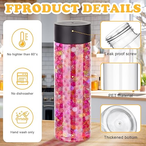 Miniatura 3 de DI QIU REN 16 botellas de plástico transparente, botellas sensoriales vacías con tapas, botellas de plástico PET para jugo, reutilizables, a granel,