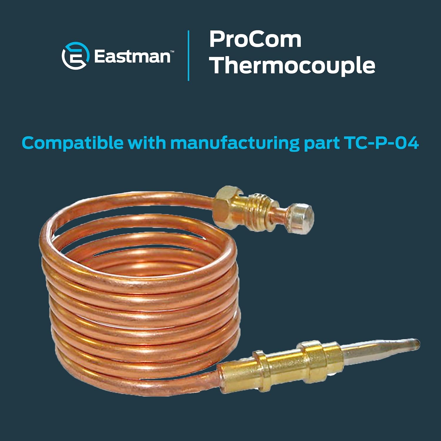 Eastman 39 Inch Thermocouple for ProCom Gas Heaters or Fireplaces, Stainless Steel, 60044