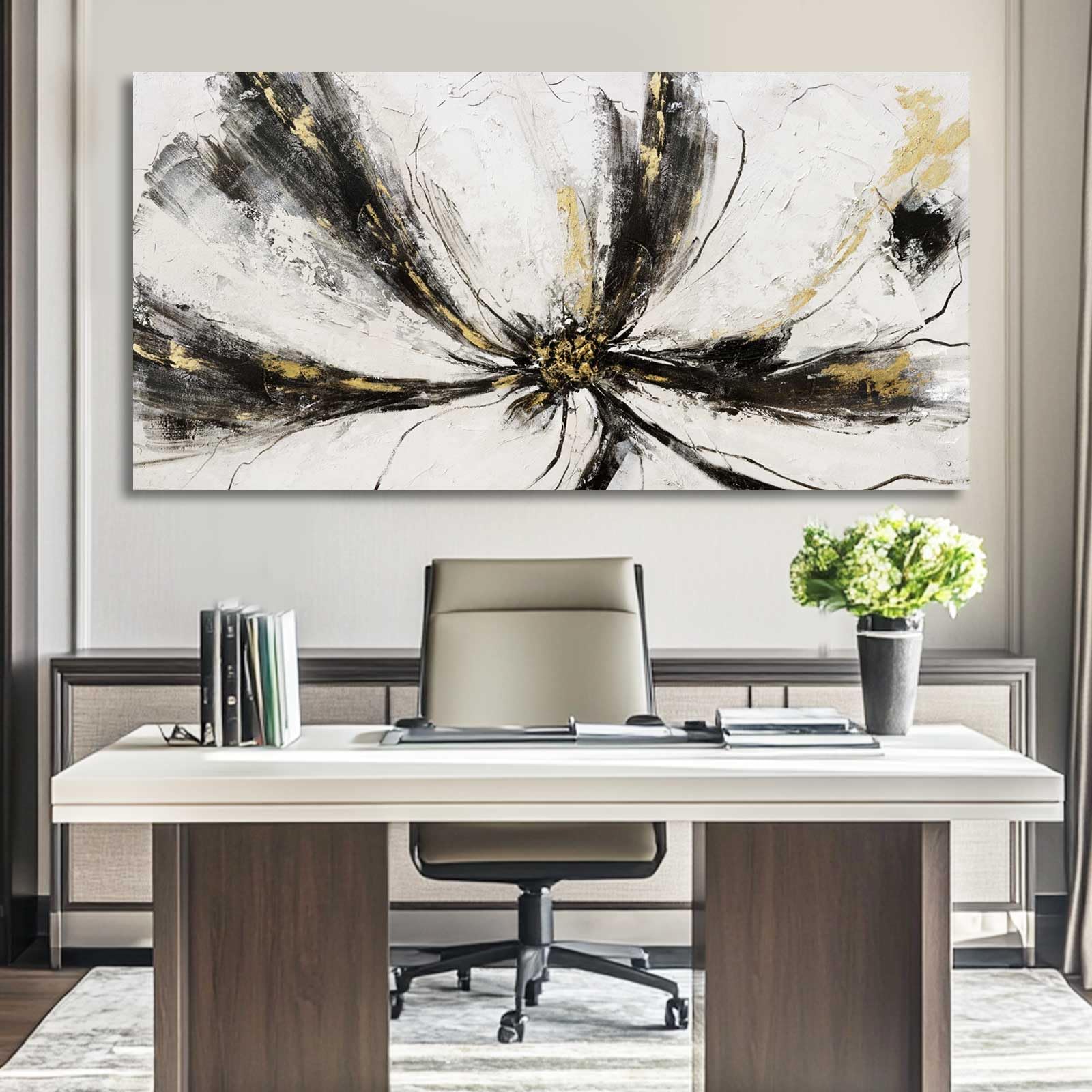 SDYA Large Abstract Wall Art Black and White Wall Decor for Living Room ...