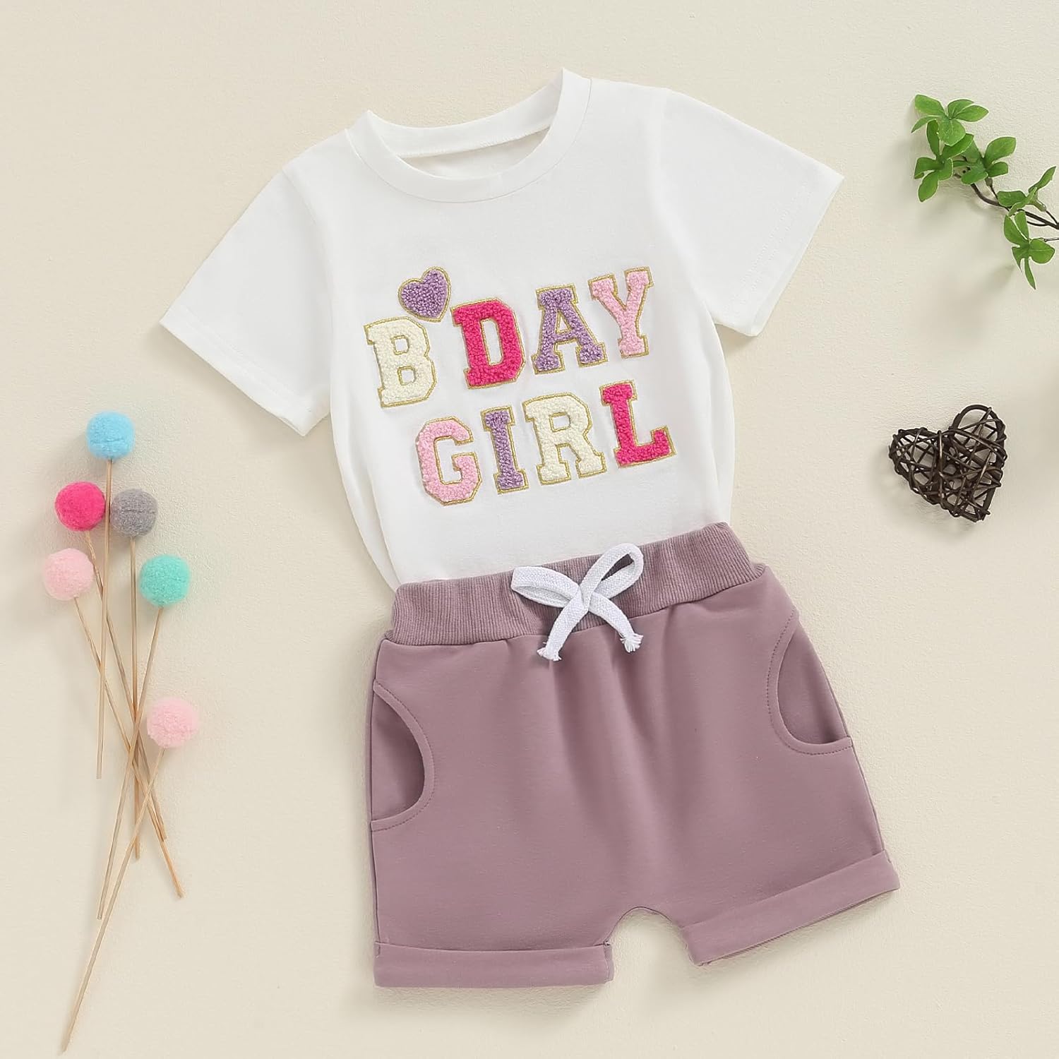 Kayotuas Toddler Baby Girl Birthday Outfit Birthday Girl Shirt and Elastic Shorts Set Cute Summer Clothes Smash Cake Outfits - Image 3