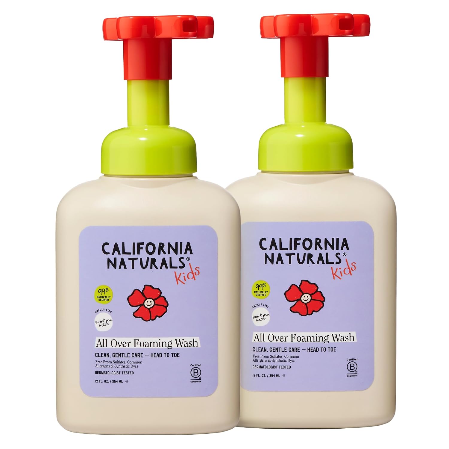 California Naturals Kids 2-in-1 Shampoo and Body Wash, Foaming Hair and Body Wash with Aloe Vera, Vitamin B5 and Neem Tree Extract, Sulfate Free, Paraben Free, All Hair and Skin Types, 12 fl oz