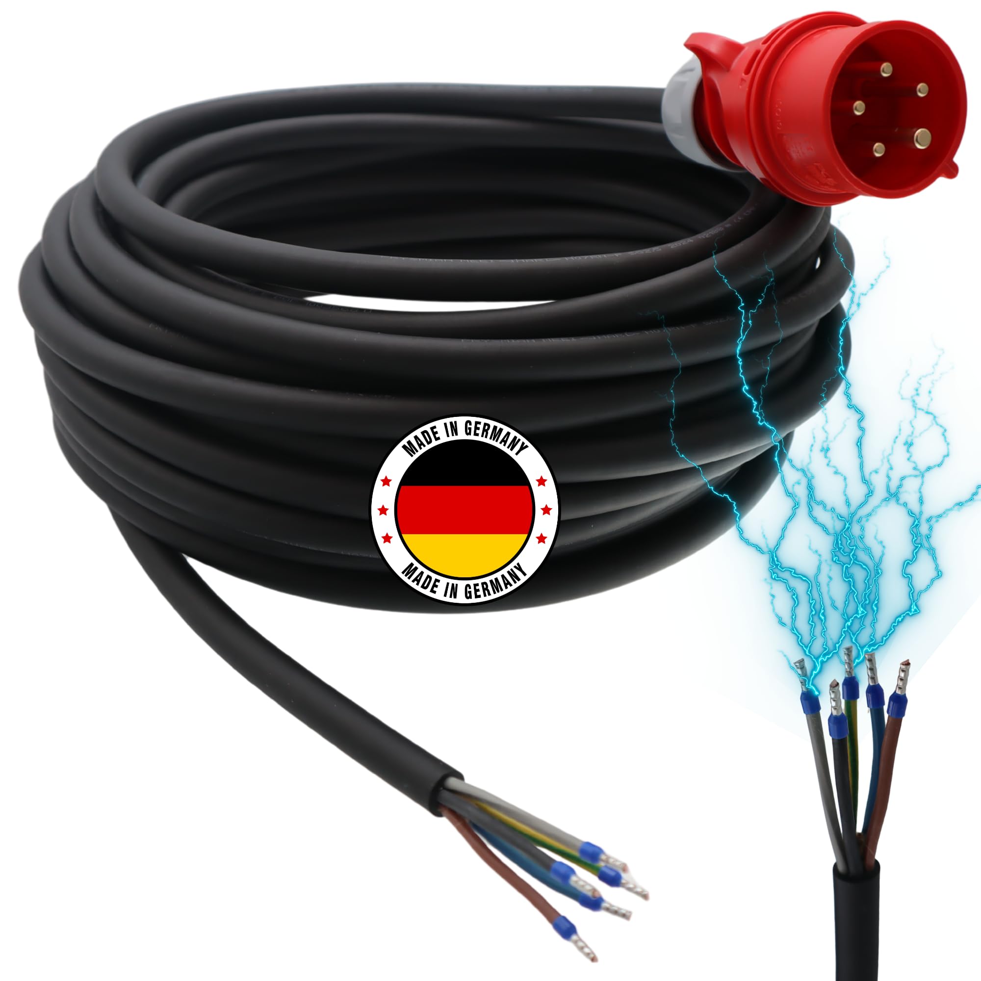 CEE Maschinen-Anschlussleitung 400V / 16A H07RN-F 5-polig (3P+N+PE) 5x2,5 mm² IP44 2,5-50m (2,5m)
