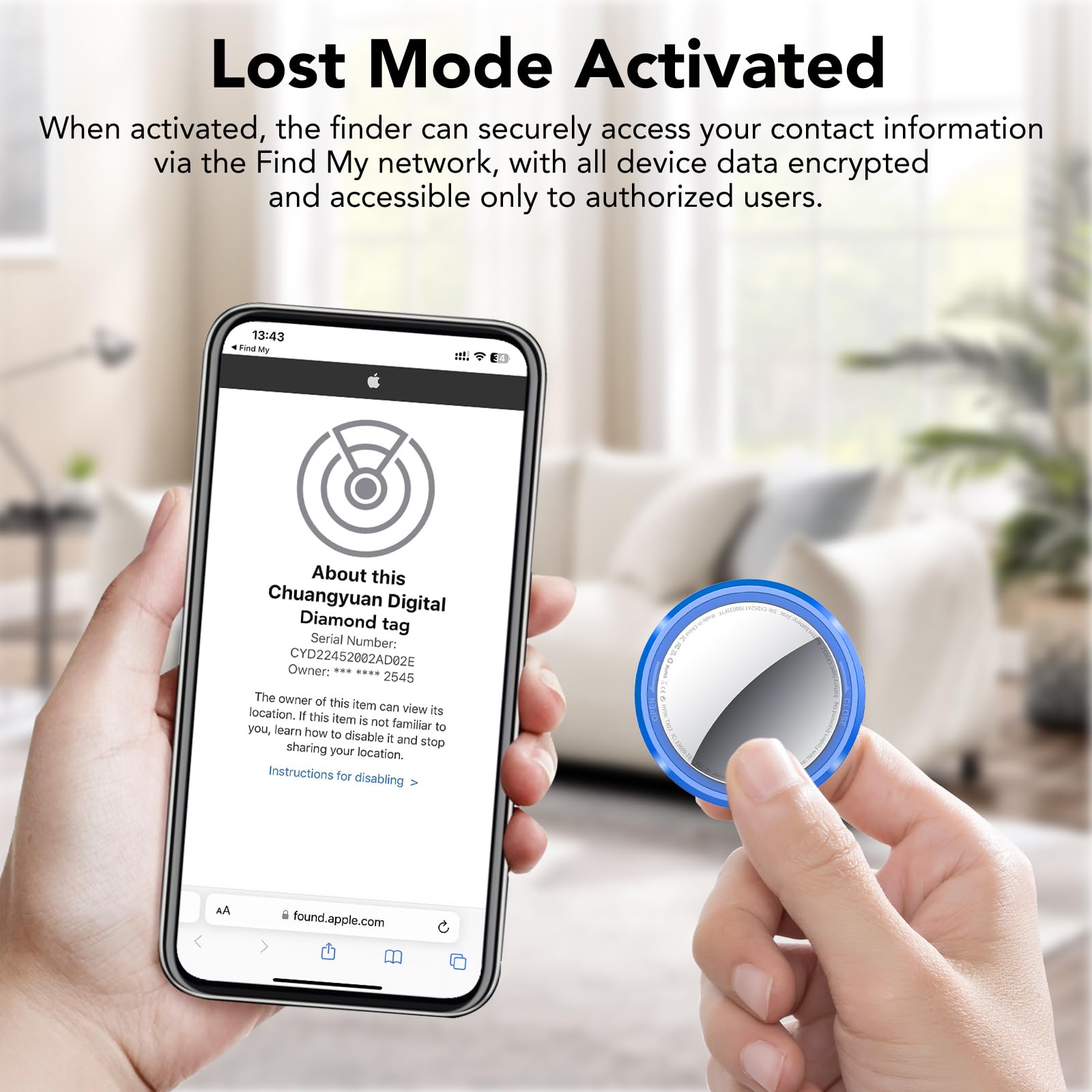 Air Tracker Tag 1 pezzi, Bluetooth Trova Oggetti Compatibile con Apple Dov'è (solo iOS), Smart Tracker Localizzatore per bagagli, borse, portafogli, chiavi Tag Tracking, Batteria Sostituibile Blu Navy