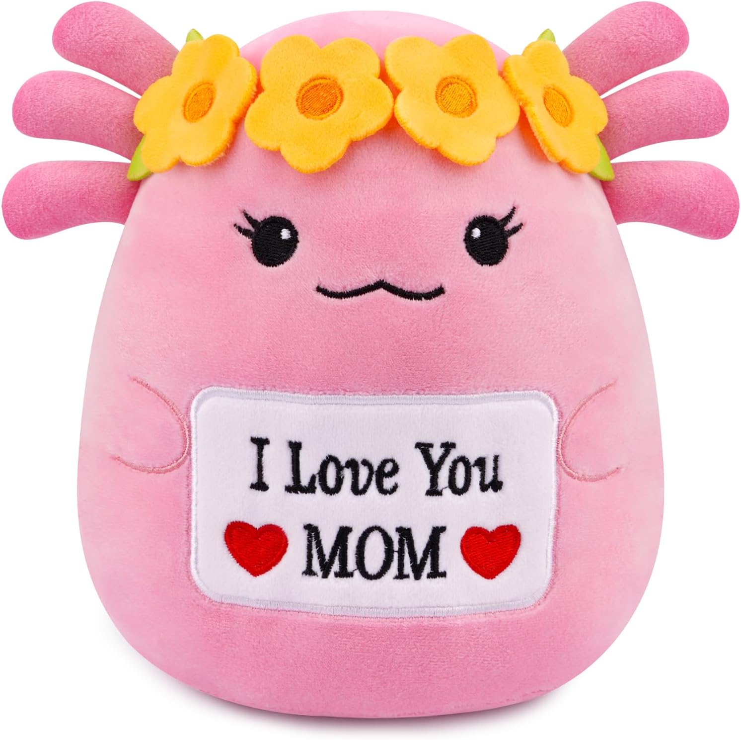 Black Cat Plush,Soft Mother's Day Stuffed Animal with Heart and Best Mom Ever Embroidery, Cute Plush Cat Mom Gifts for Women