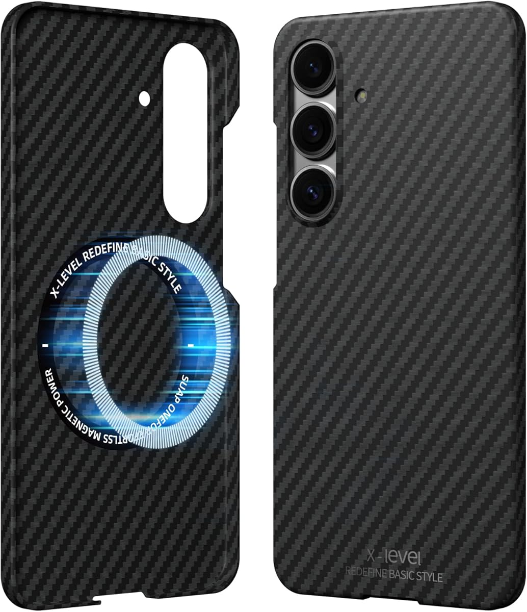 Design for Samsung Galaxy S25 Plus Case,Compatible with MagSafe,Slim Flexible Carbon Fiber Texture Cover,Shockproof Protective Magnetic Phone Case for Samsung S25 Plus,Black