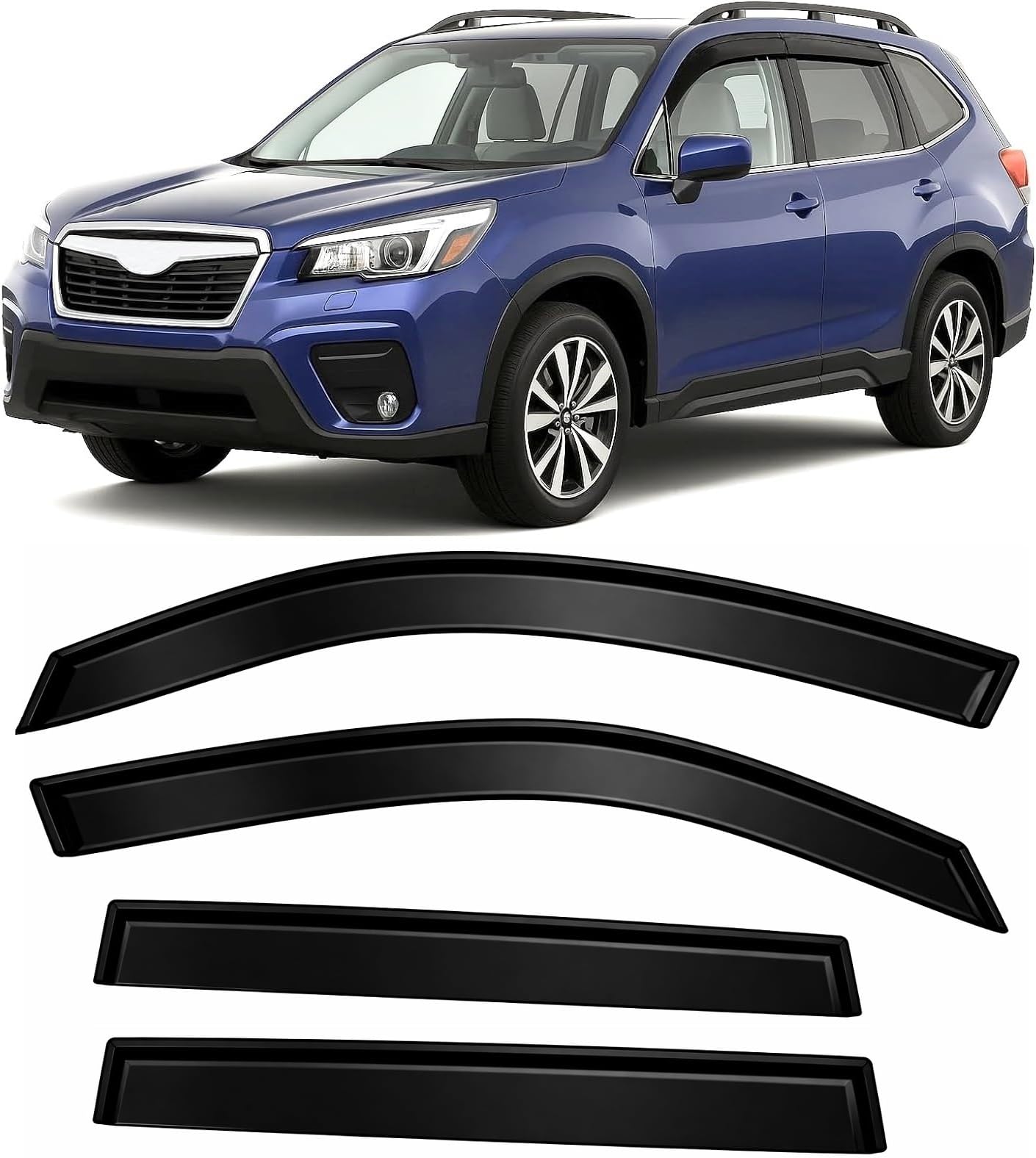 Smoke Tinted Tape-On Side Window Visor Deflectors Rain Guards for Subaru Forester SK 2019 2020 Premium Sport Limited Touring