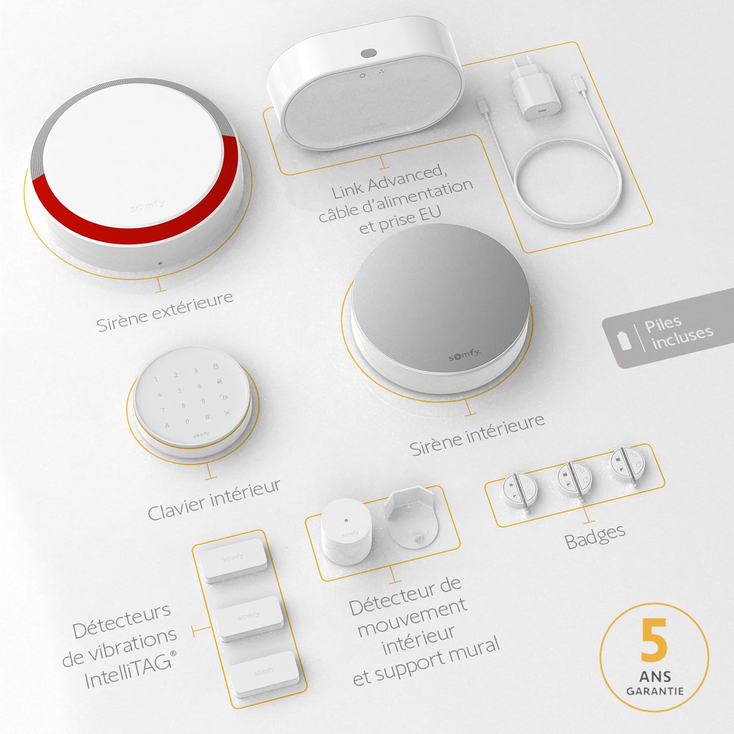 Somfy 1875255 - Home Alarm Advanced Plus, Alarme Maison connectée avec détection Avant Intrusion, Compatible avec Alexa, Google et Tahoma, Télésurveillance en Option sans Engagement, Made in France