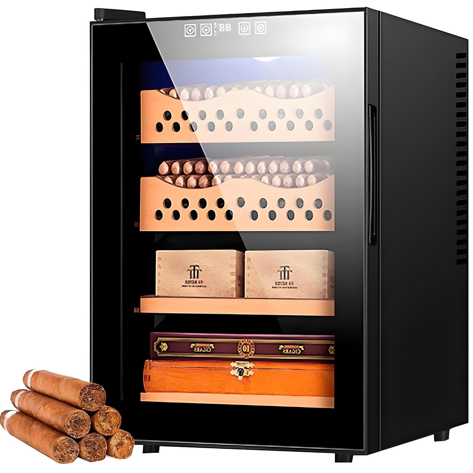 Elektronische Zigarrenkiste, Elektronischer Humidor-Zigarrenschrank, Elektrischer Humidor Für 200–300 Zigarren, Zigarren-Humidor-Kühler, Temperatur 11–18 °c Non-adjustableHumidity-A