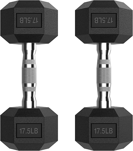 Miniatura 13 de PAPABABE Juego de 2 mancuernas hexagonales con agarre de goma de 2.5 a 125 libras, mancuernas fijas con revestimiento de goma inodoras, pesas