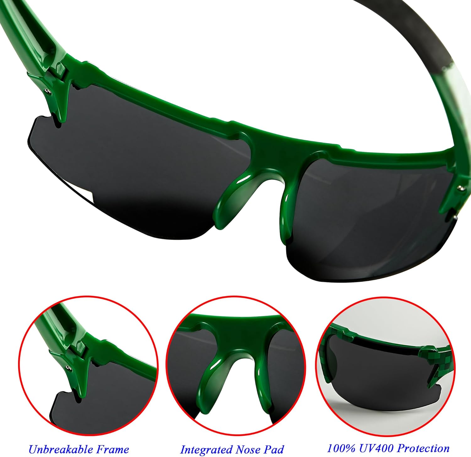 Kids Pixelated Gamer Sunglasses for Boys Girls Ages 3-10, Cool 8-Bit Style Polarized Sport Glasses, UV400 Protection, Flexible TR90 Frame for Video Game Fans & Party Favors - Image 6