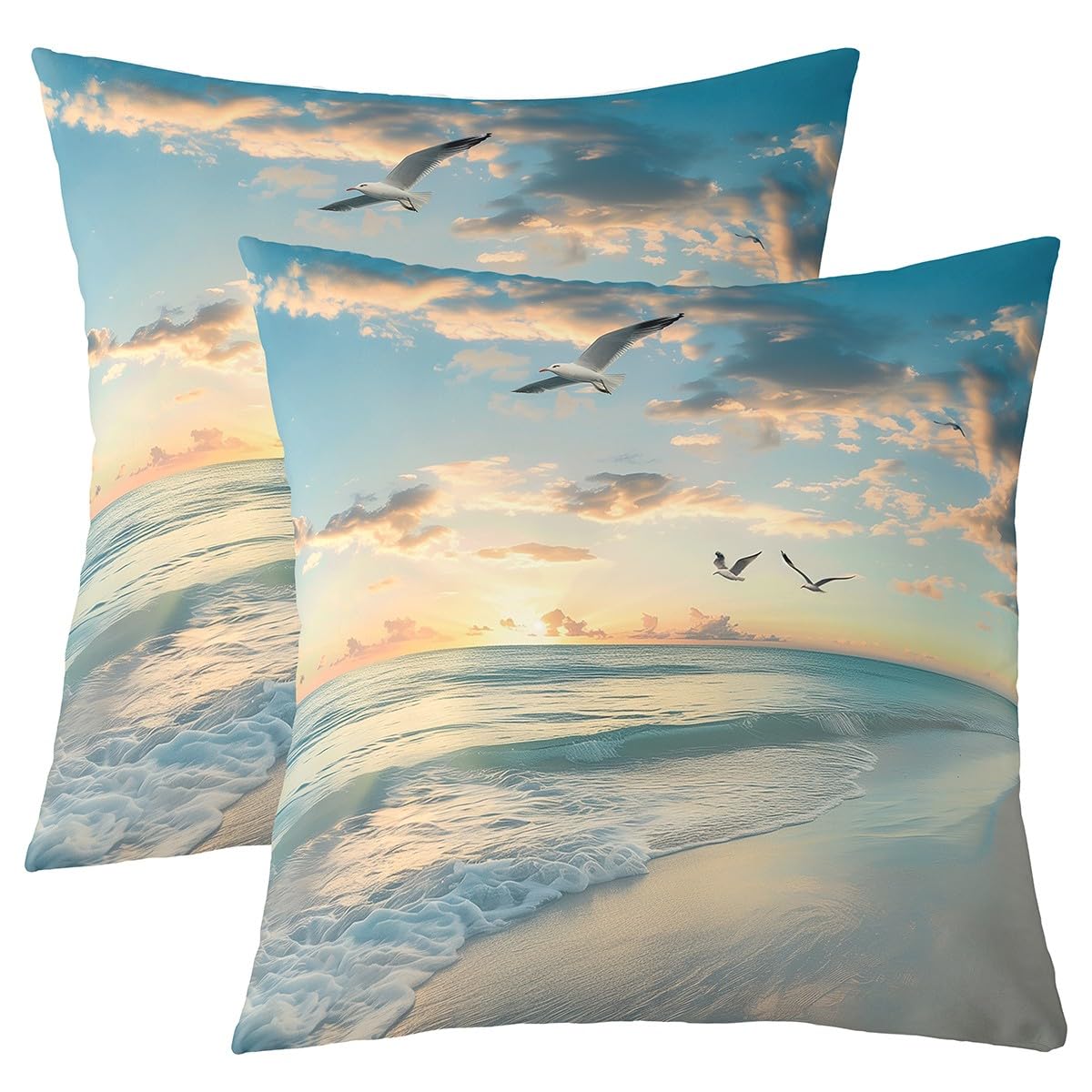 Cojín de verano con olas oceánicas para decorar dormitorios infantiles 60x60