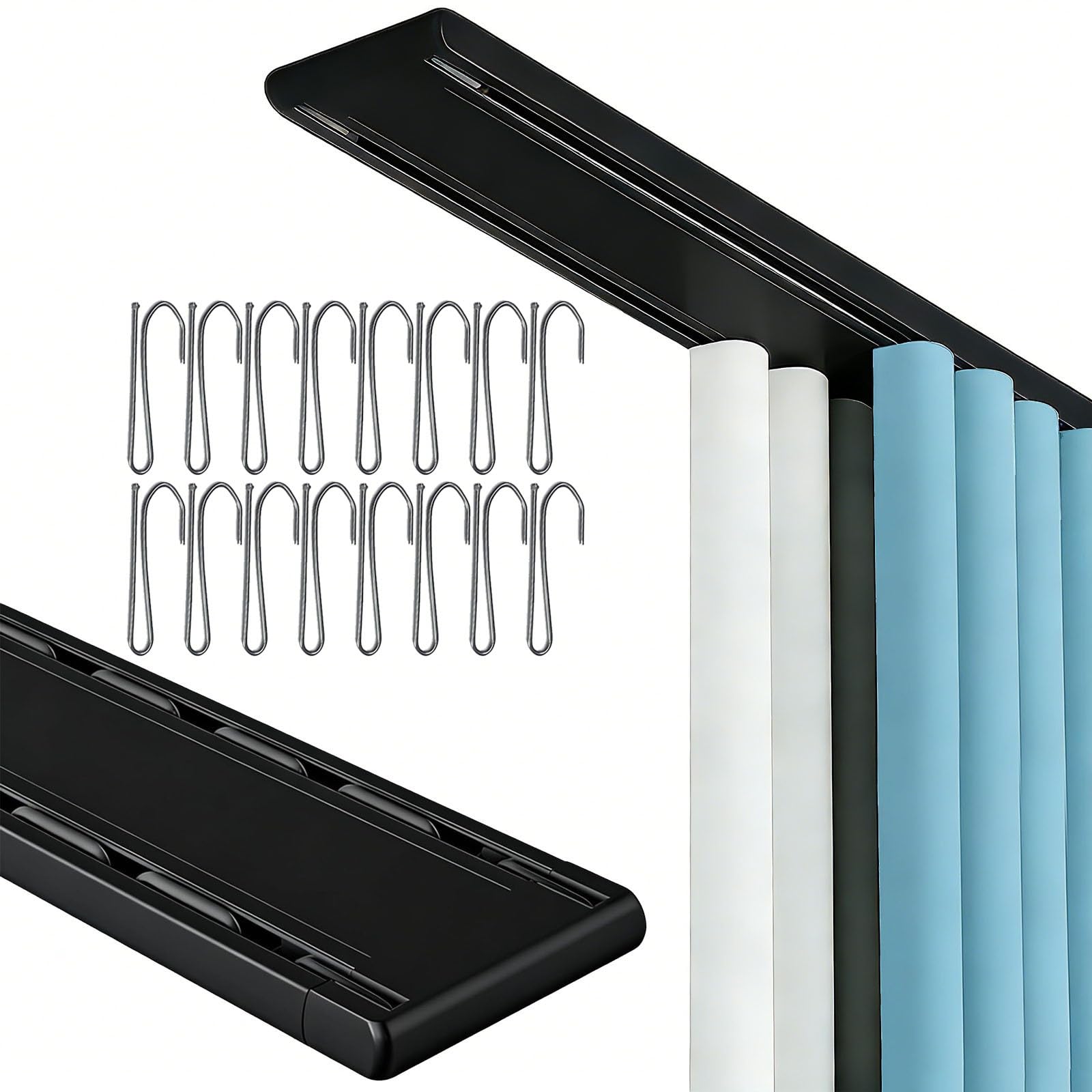 Rail de rideau de plafond à double rangée ultra-fin, silencieux, pour salon et chambre à coucher, raccords complets en aluminium, 6,2 m, noir