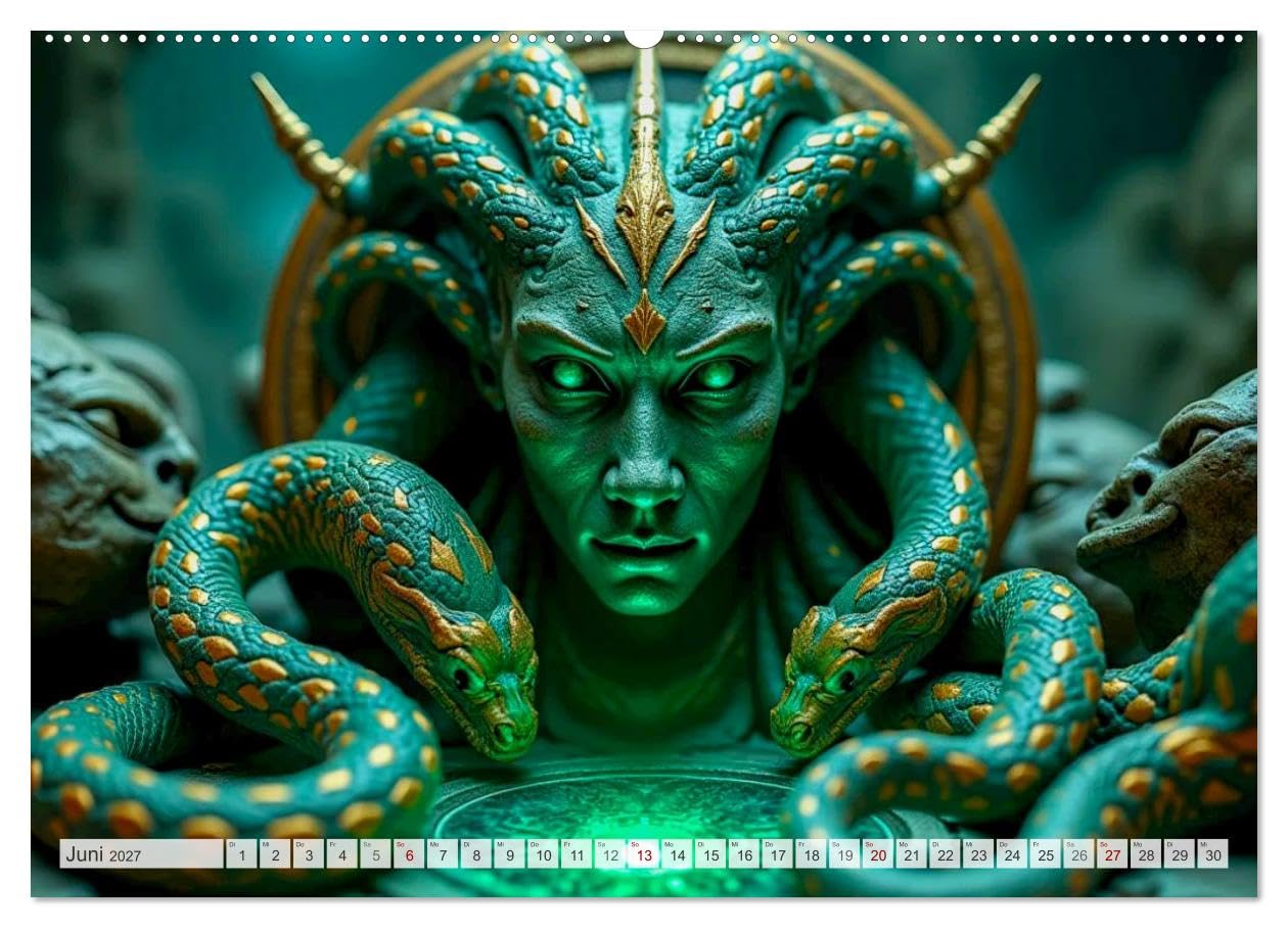 Perseus und Medusa (hochwertiger Premium Wandkalender 2027 DIN A2 quer), Kunstdruck in Hochglanz: Perseus gegen Medusa – eine visuelle Heldenreise in 12 epischen Momenten. (CALVENDO Kunst)