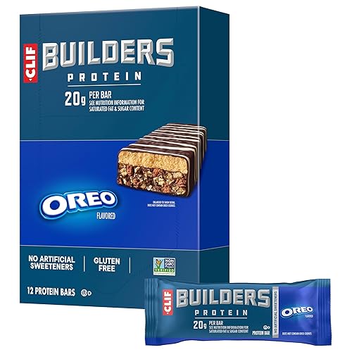 CLIF BUILDERS Barras de proteínas, saborizadas con OREO, 0.71 onzas de proteína a base de plantas, sin gluten, sin OMG, baja glucémica, sin