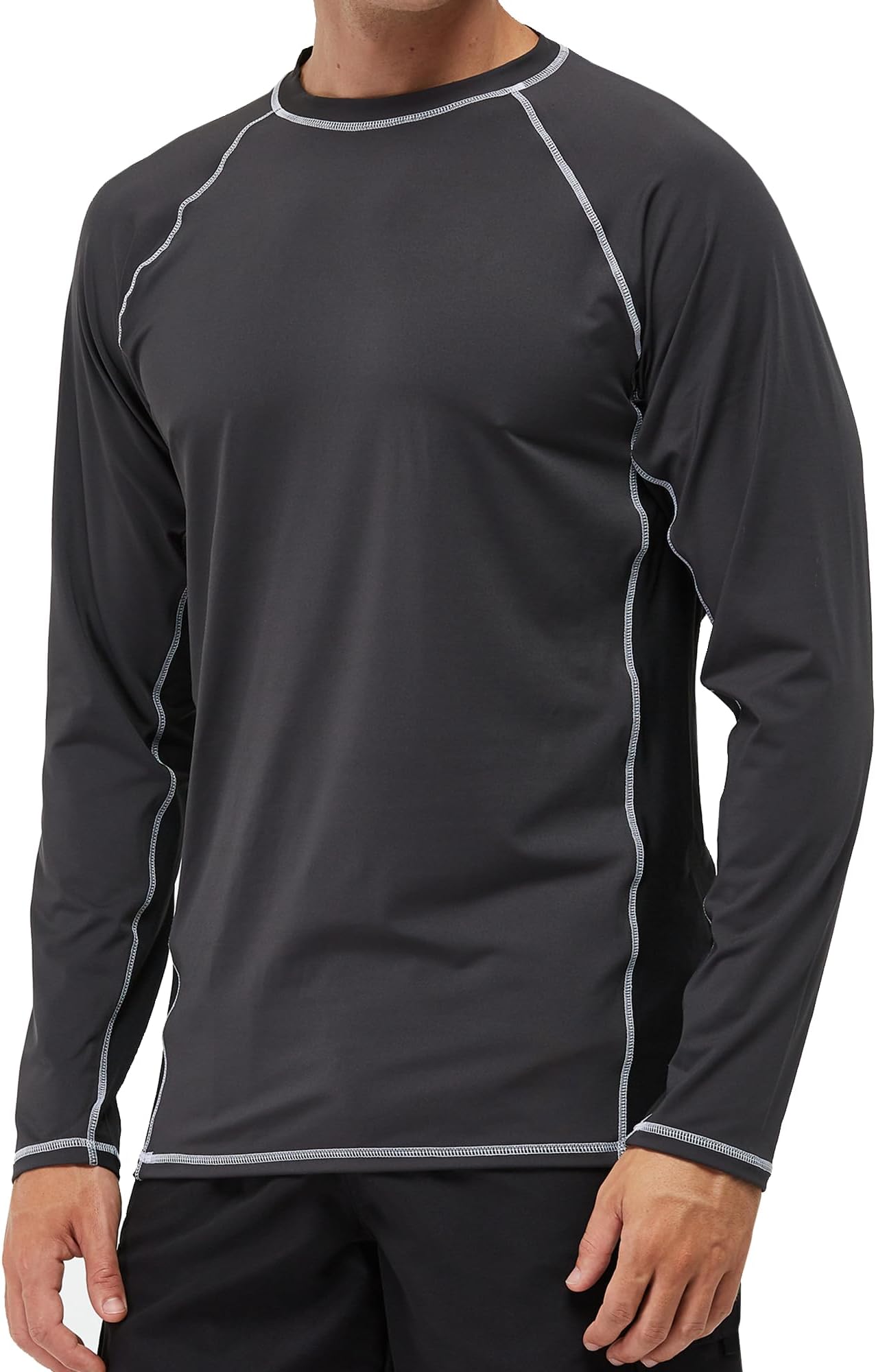 Arcweg Rash Guard Men Swim Shirt Long Sleeves Diving Rash Vest Fit Top T-Shirt