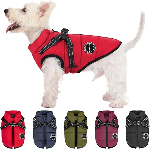 Hundemantel Winter mit Brustgurt Winddicht Hundejacke Gefütterte Fleece Hundewes
