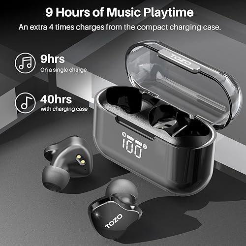 Miniatura 7 de TOZO Crystal Buds Bluetooth 5.3 True Wireless Stereo Auriculares IPX7 Impermeables Auriculares Intrauditivos Call Reducción de Ruido Auriculares con