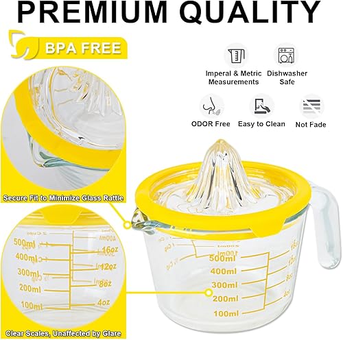 Miniatura 4 de Cartman Exprimidor de naranja y limón cítrico, exprimidor manual amarillo, escariador de cítricos de vidrio, exprimidor manual de limón y lima,