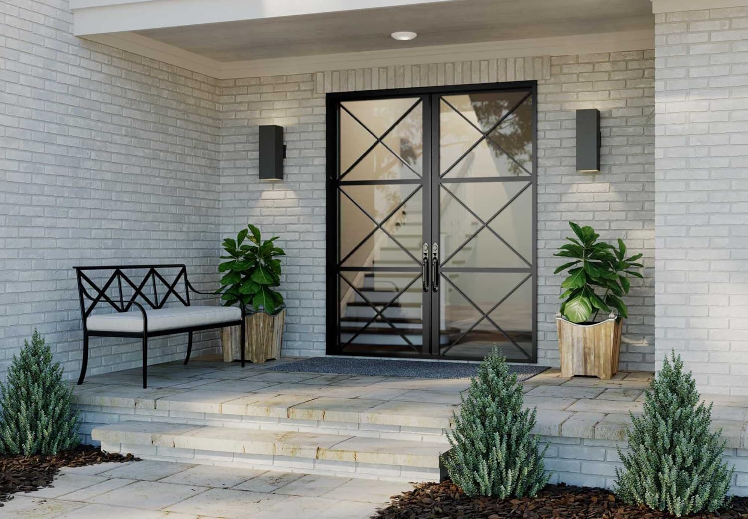 Progress Lighting 6" Aluminum Outdoor Up/Down Wall Lantern Light, Square Collection, Outdoor, P5644-30, White