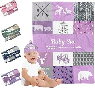 Personalized Baby Blankets For Boys And Girl Custom Baby Blanket For Girls Boys Personalized Baby Blanket With Name Woodland Baby Blankets And Hat Personalized Blankets For Kids Customized Blankets