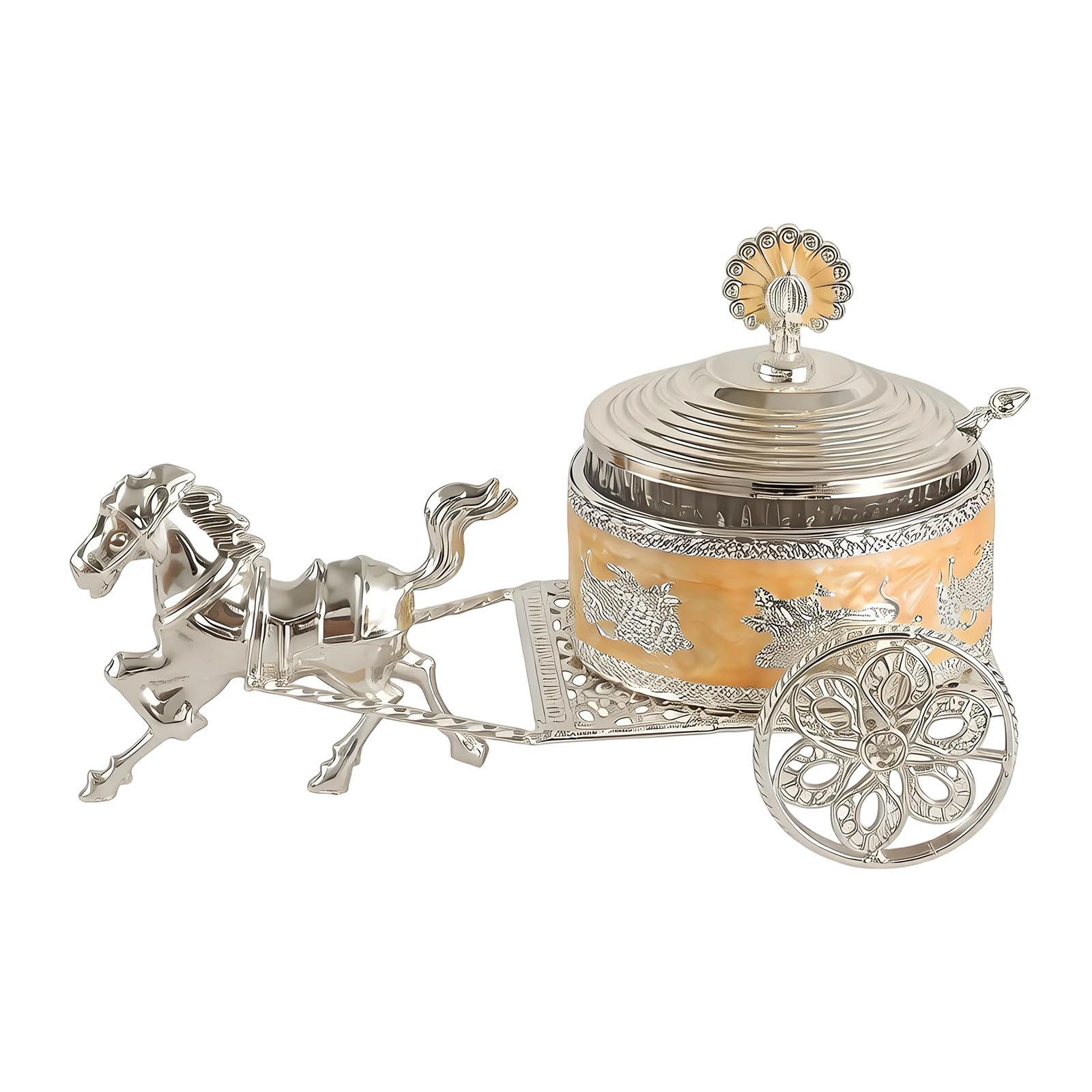 TQUXNGA Alloy Seasoning Canister with Classical Carriage Engravings Multipurpose Sugar Jar Container for Kitchen Counter Display Seasoning Container