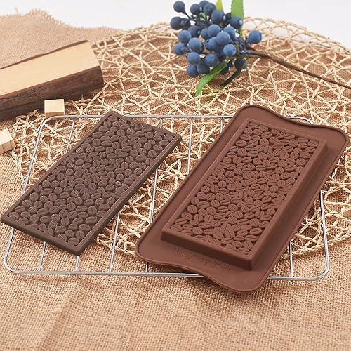 Miniatura 2 de homEdge Molde de chocolate para granos de café, juego de 4 paquetes de moldes de silicona para proteínas y barras energéticas para caramelos,