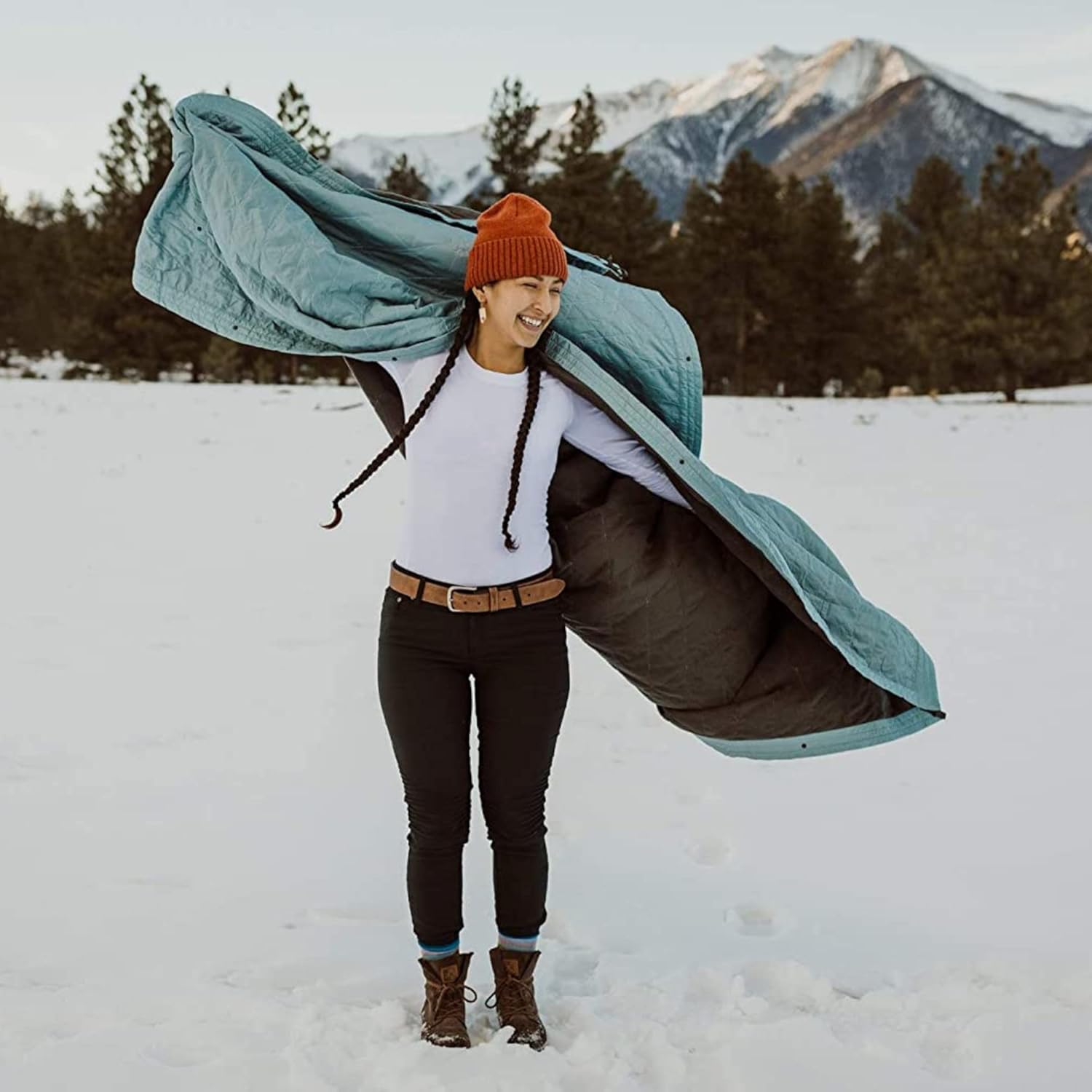 KAMMOK Field Blanket - Microfleece, Water Resistant, Portable, Durable, Indoor/Outdoor Camp Blanket (84 in × 50 in) - Mist Blue