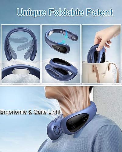 Miniatura 7 de Aire acondicionado de cuello, ventilador de cuello portátil de 5000 mAh con semiconductor de refrigeración de flujo de aire sin aspas, ventiladores