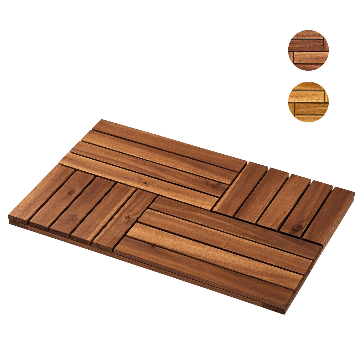 Acacia Wood Bath Mat 23.8 x 15.3, Wooden Shower Mat for Bathroom, Footmat, Standmat for Multipurpose, Non-Slip Floor Mat for Indoor, Outdoor uses (Walnut)