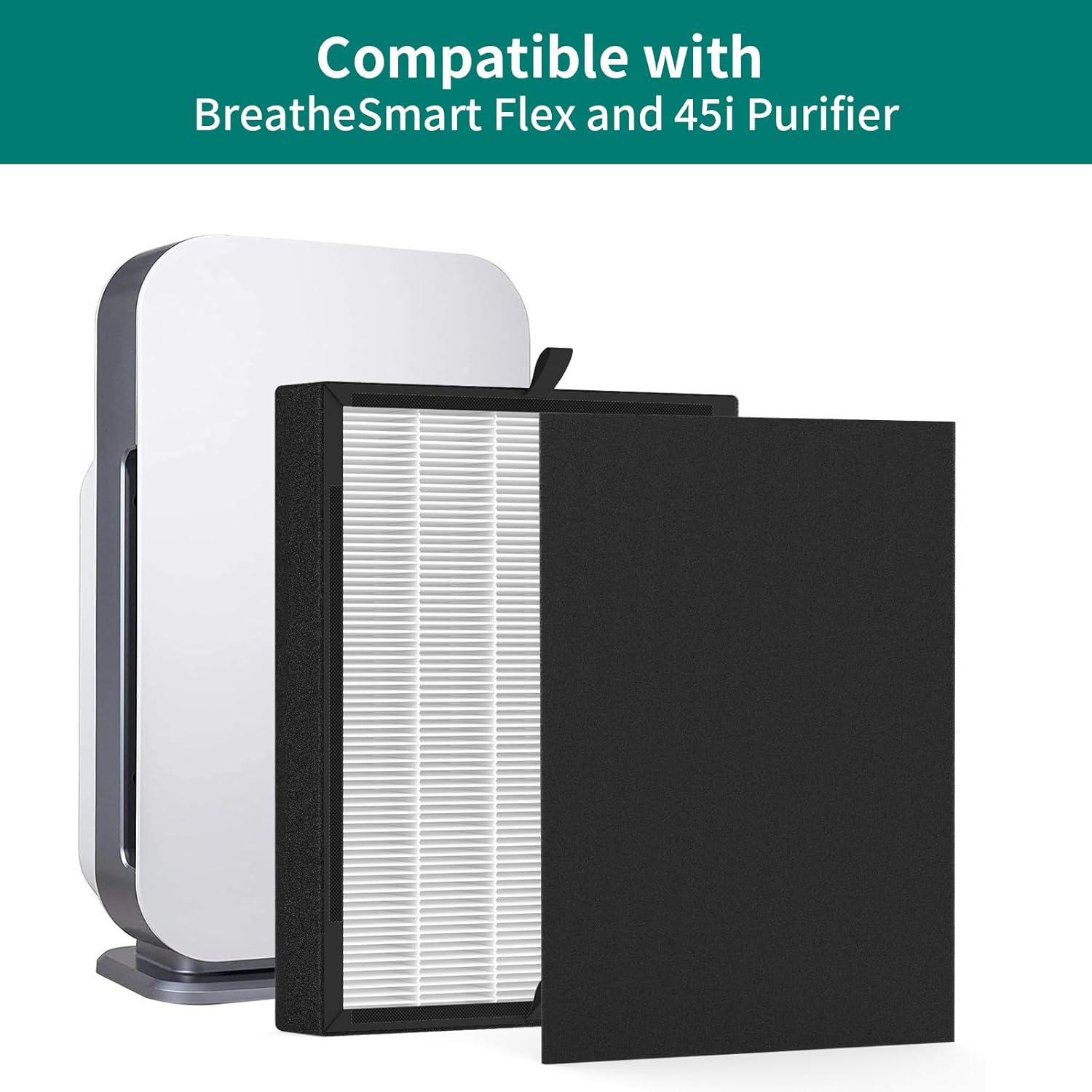 2-Pack 45i and Flex True Replacement Filter Compatible with BreatheSmart Flex and 45i Purifiers, 2×2-in-1 Filters + 2×Carbon Pre-Filters - Image 2