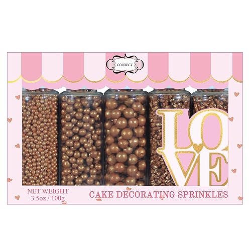 Miniatura 1 de Confect Gránulos de bronce  Gránulos para decoración de pasteles y cupcakes  Gránulos de celebración  Paquete surtido de 5 gránulos de bronce para