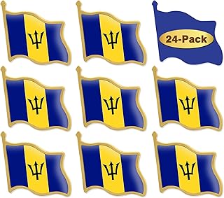 12/24/50/100Pcs Barbados Flag Lapel Pins Bulk - Metal Barbadian Brooch Badge Souvenir For Men Women Clothes Bags Hats