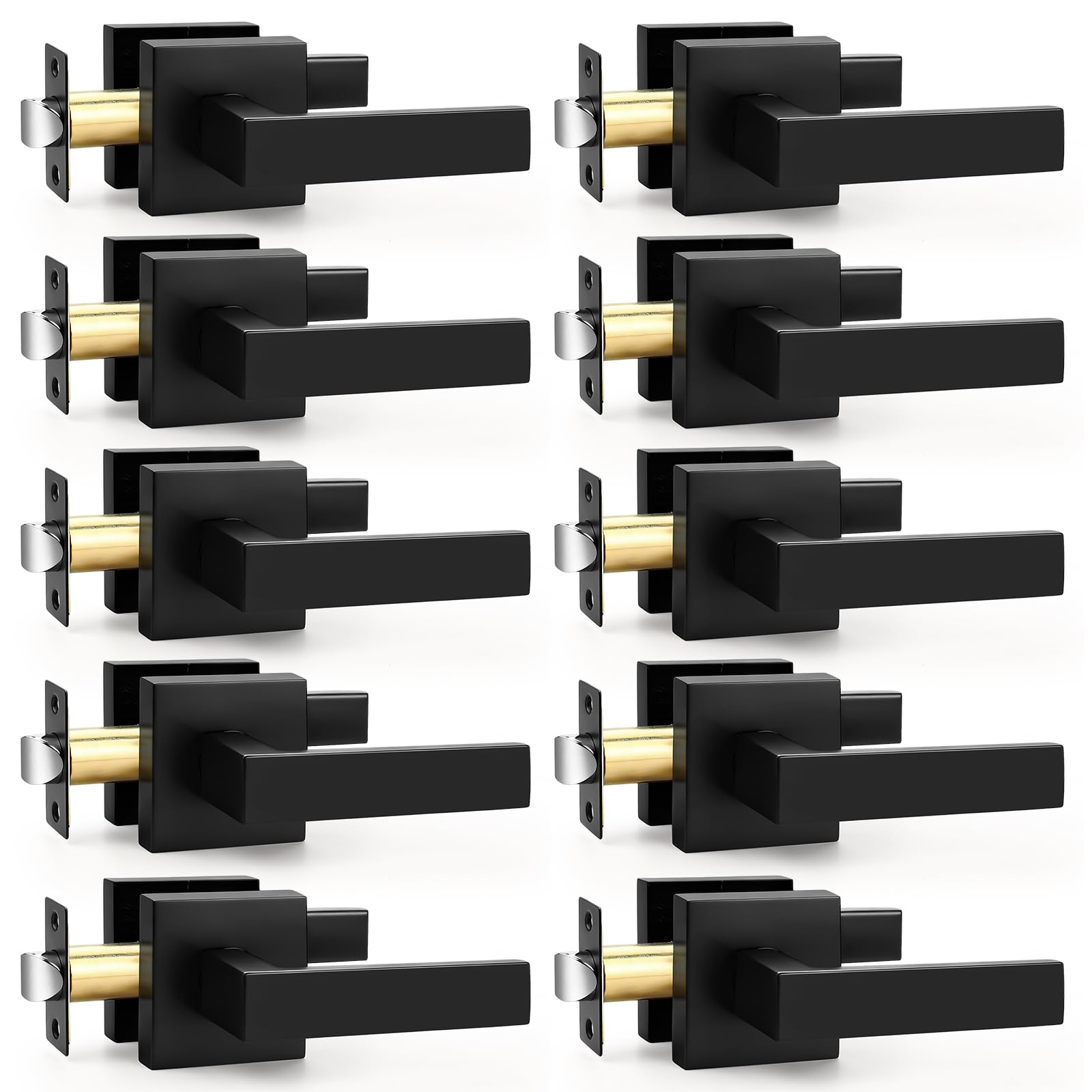 Poignées de porte d'intérieur noires de placard lot de 10 sans clé plates