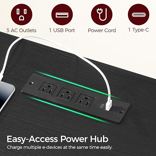 Miniatura 3 de Mesa auxiliar de granja con estación de carga, mesa auxiliar grande de sofá de 24 pulgadas, puerta de granero y estante de almacenamiento ajustable,