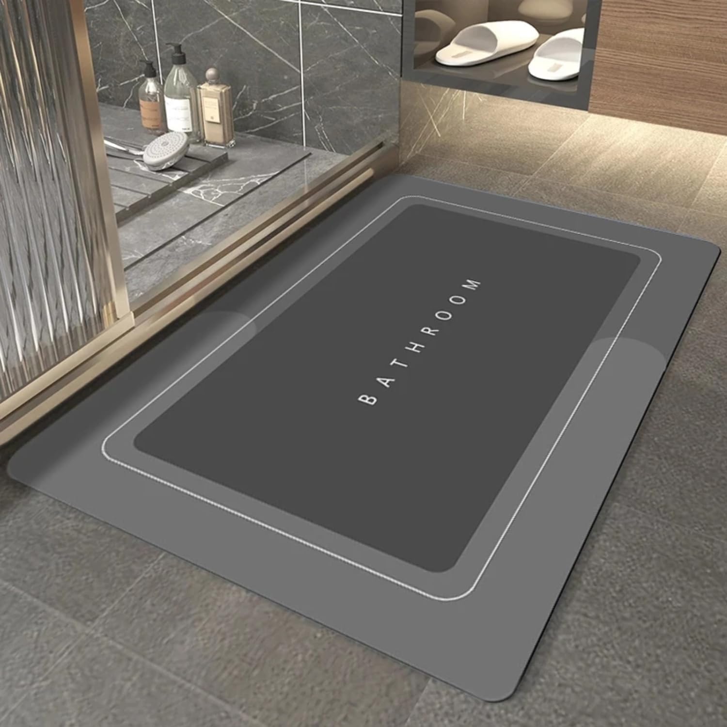 Bathroom Mat, Anti-Slip Floor Mat, Water Absorbing Quick Dry Rubber Backed, Square Door Mat for Bathroom, Kitchen, Home, 40 x 60 cm Multicolor-image-5