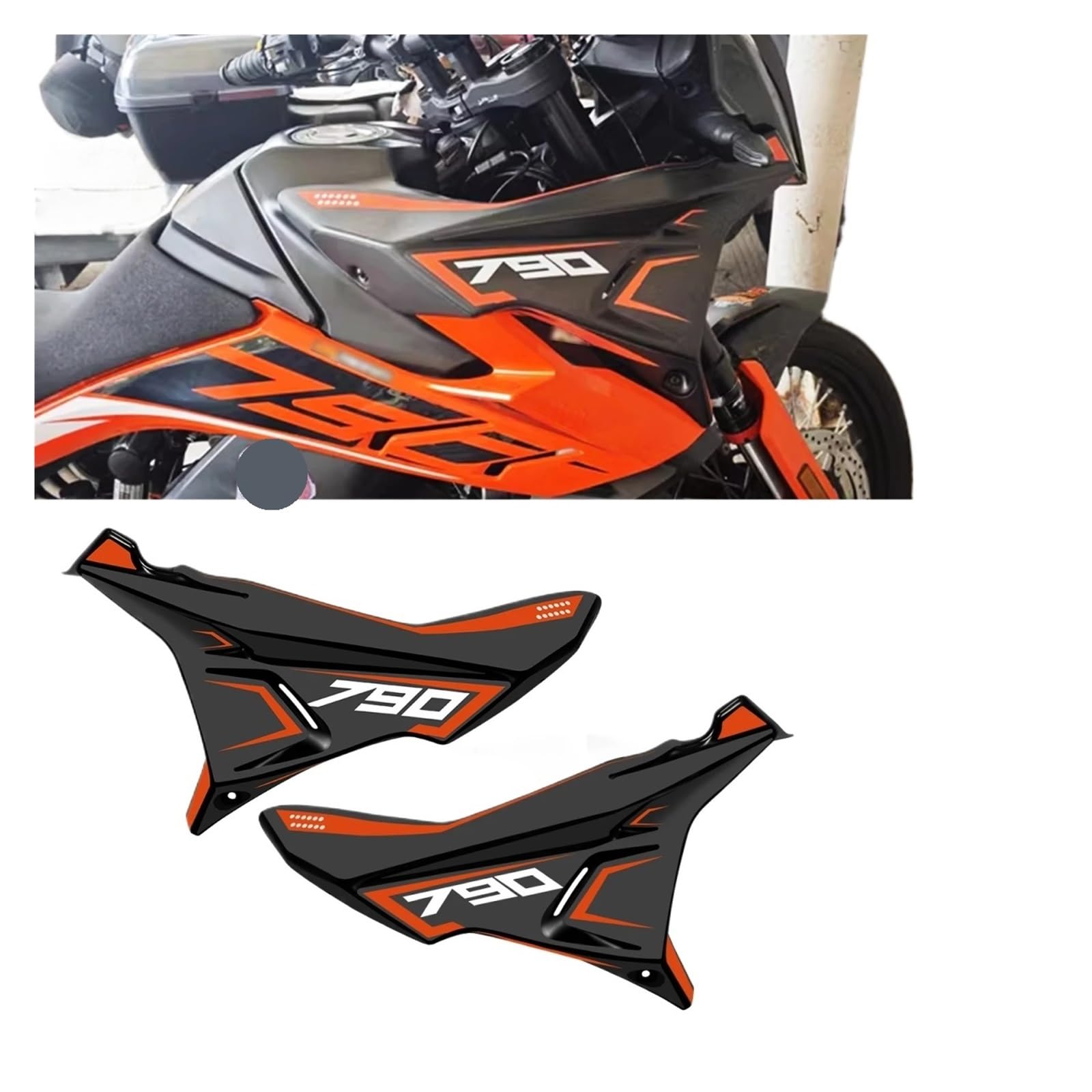 PBCGTFHJK Motorcycle Fairing Side Wings 790ADV 790 890 ADV Adventure R S 2022 and Before Motorcycle Front Fairing Windshield Windshield Cover Body Side Cover 790adv Motorcycle Wing Spoiler(890black)