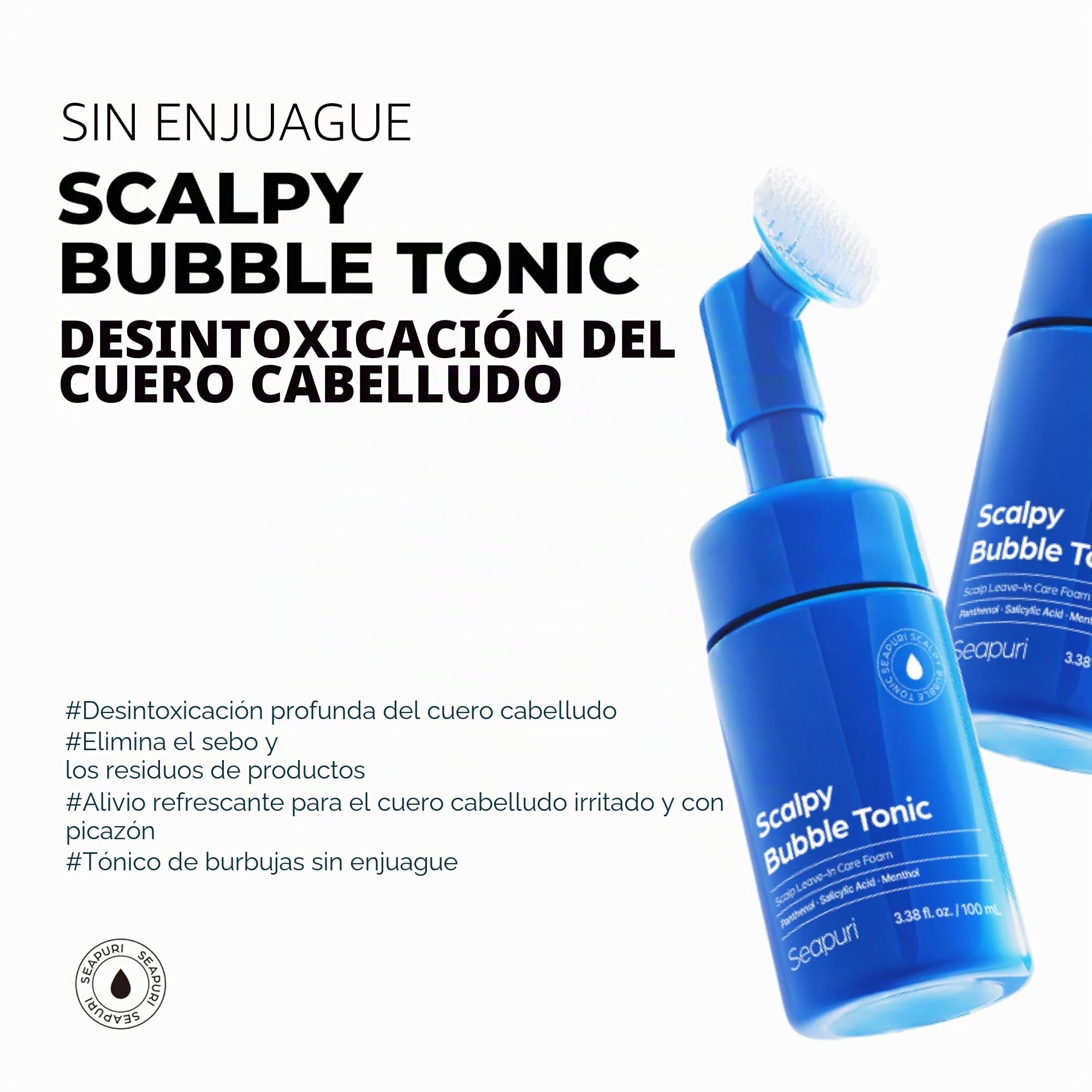 Seapuri Tónico anticaspa Scalpy Bubble Tonic | para hombres y mujeres | Itchy Scalp with salicylic acid, mentol, dexpantenol | Non-Greasy, Lightweight for Hair loss & Thinning