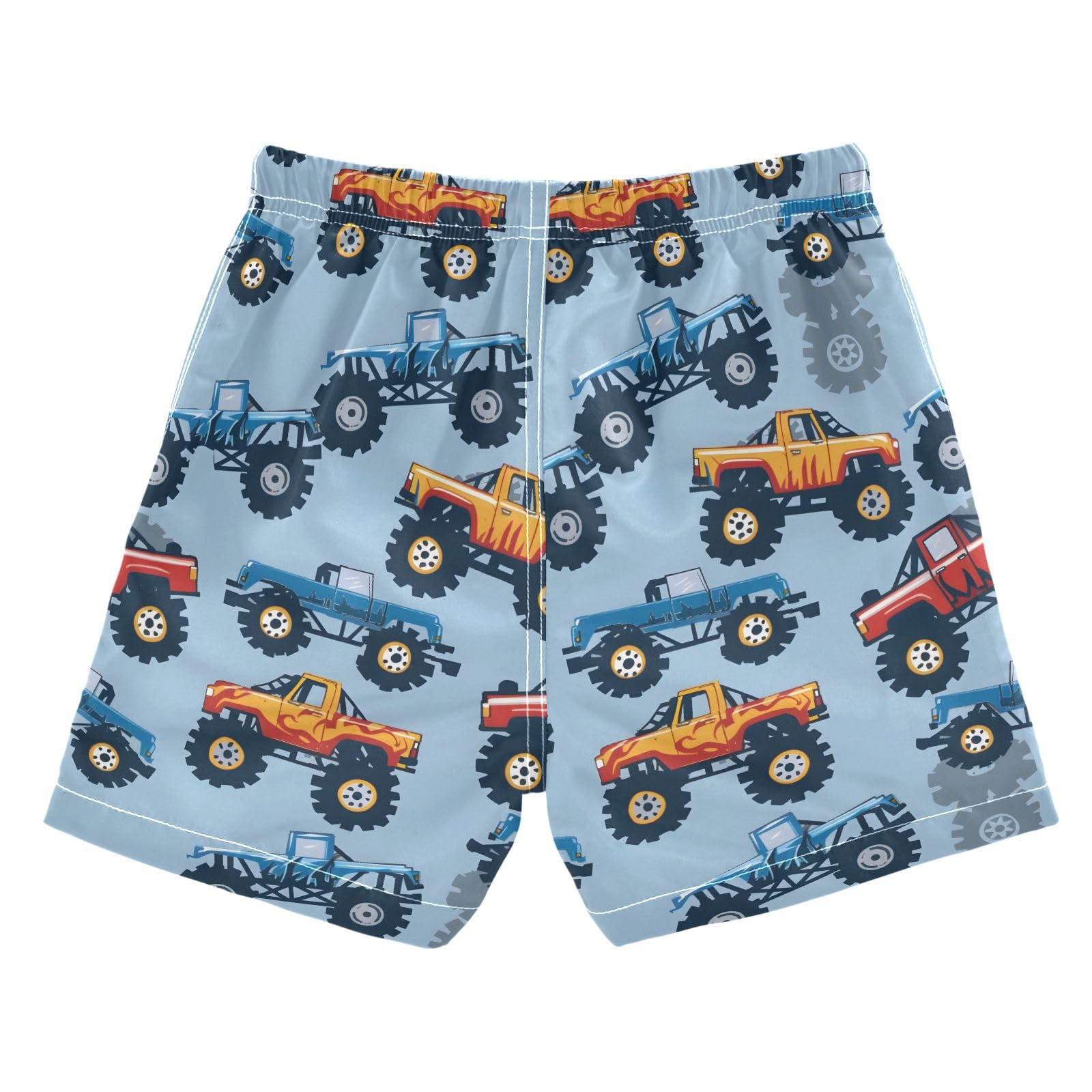 ALAZA Monster Truck Car Blue Boys' Swim Trunks Beach Shorts Quick Dry Swimsuit 8 Years